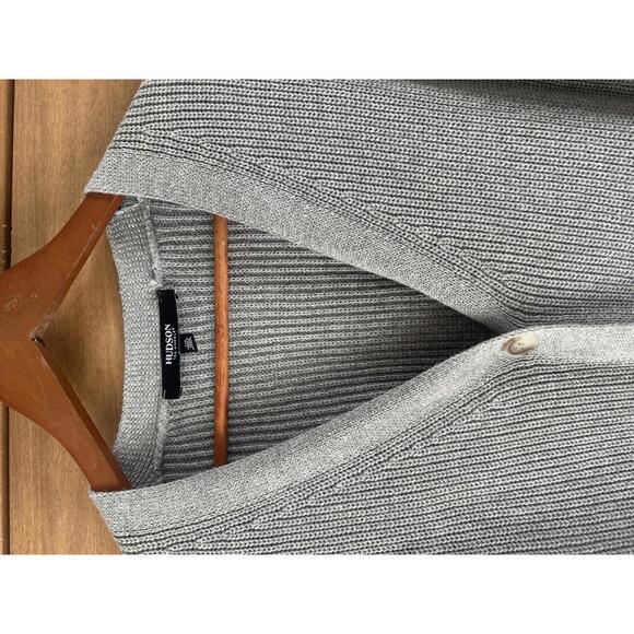 Hudson 100% Cotton Gray Button Up Knit Cardigan Sweater Women’s size Large - Picture 5 of 13